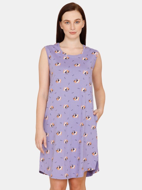 

Zivame Purple Printed Nightdress