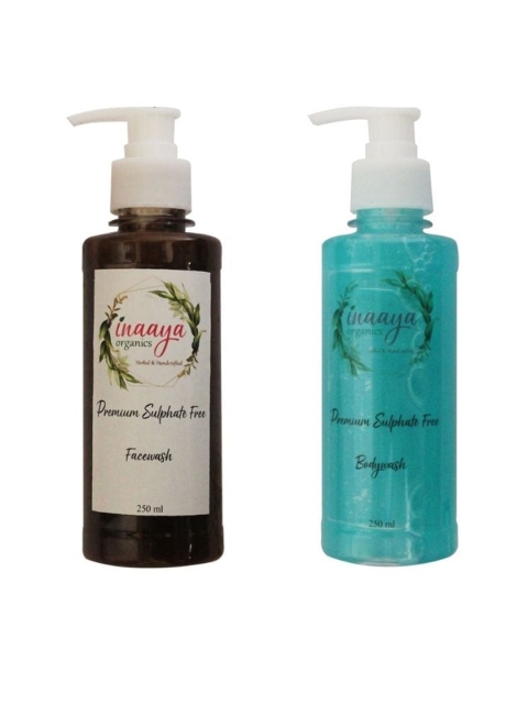 

Inaaya Organics Set of Earthy Green Organic Face Wash & Pearl Gold Body Wash, Multi