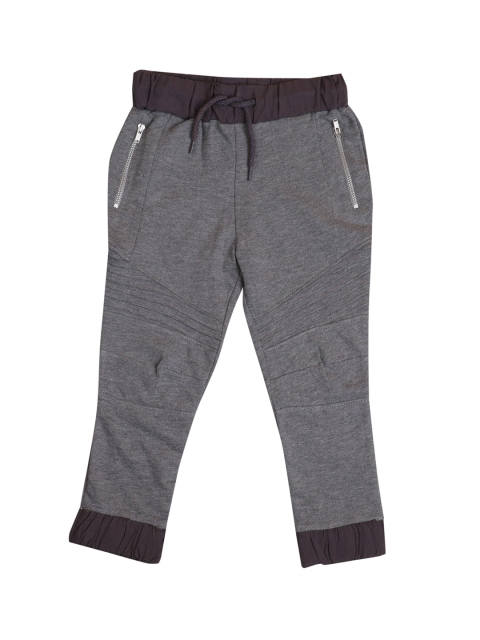 

FIVE STONES Boys Grey Solid Slim-Fit Joggers
