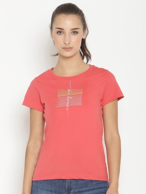 

METTLE Women Coral Printed T-shirt