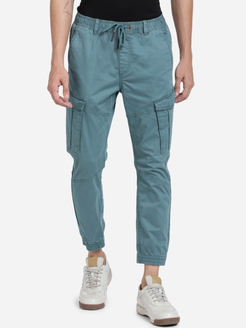 

Breakbounce Men Turquoise Blue Slim Fit Cargos Trousers
