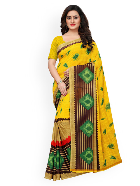 

KALINI Yellow Pure Georgette Saree