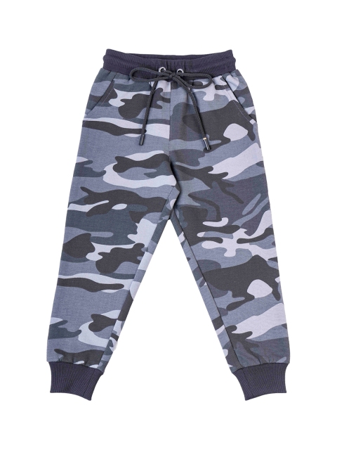 

Hunny Bunny Girls Grey & White Camouflage Printed Straight-Fit Cotton Joggers