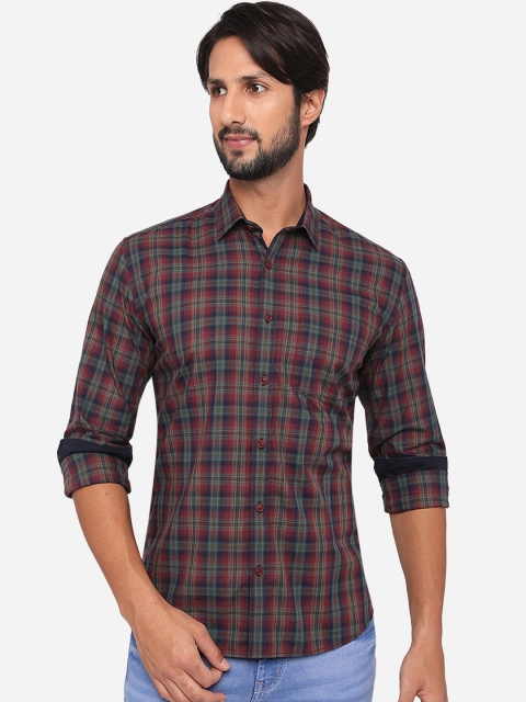

JADE BLUE Men Red Slim Fit Tartan Checks Checked Casual Shirt