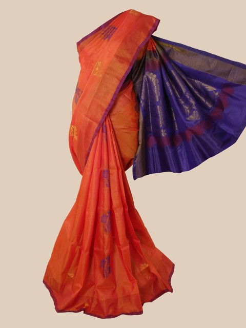 

Pothys Orange Woven Design Pure Silk Saree
