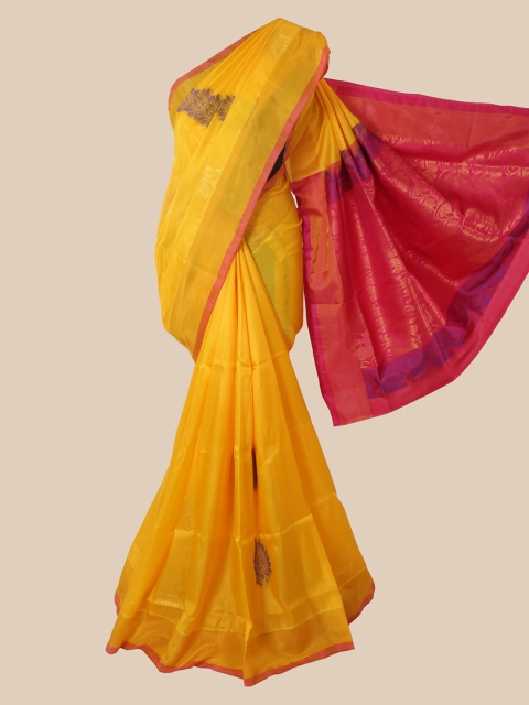 

Pothys Yellow & Red Ethnic Motifs Zari Pure Silk Saree