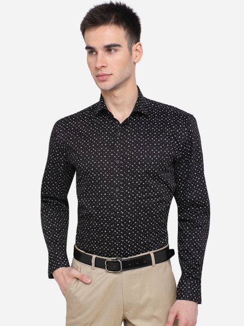 

JADE BLUE Men Black Printed Cotton Formal Shirt