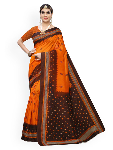 

KALINI Orange Printed Saree