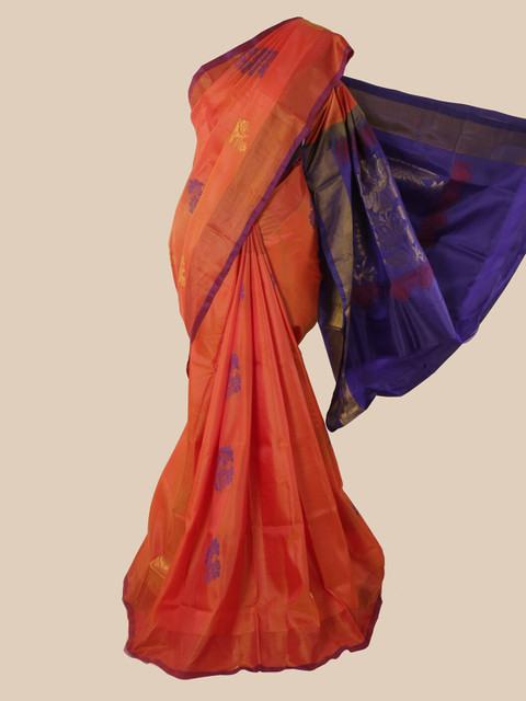 

Pothys Orange Ethnic Motifs Zari Pure Silk Saree