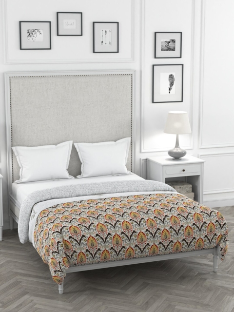

Portico New York White & Brown Ethnic Motifs AC Room 120 GSM Double Bed Dohar