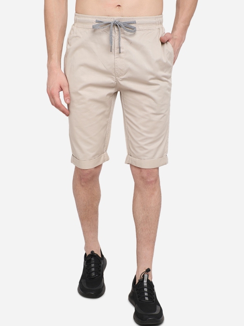 

JADE BLUE Men Beige Mid-Rise Cotton Regular Shorts