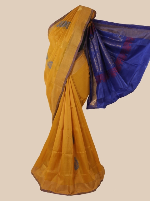 

Pothys Mustard Ethnic Motifs Pure Silk Saree