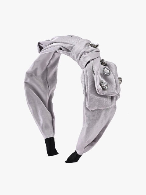 

BuckleUp Women Grey & White Embellished Hairband
