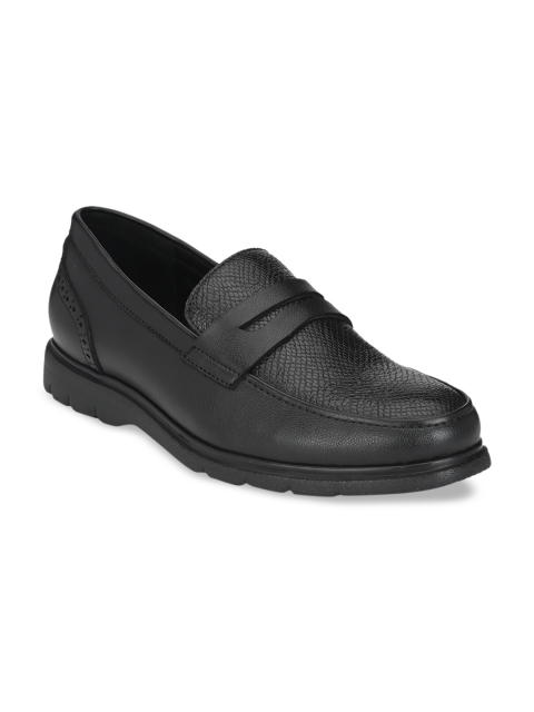 

Delize Men Black Textured Formal Loafers