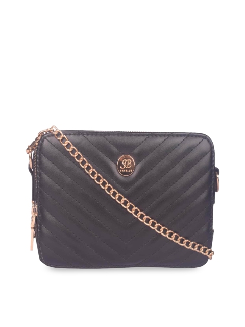 

Bagkok Black PU Structured Sling Bag with Quilted