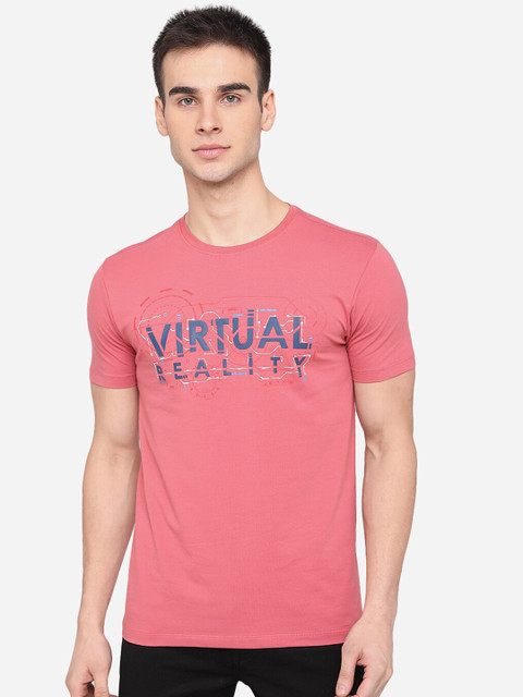 

JADE BLUE Men Peach Typography Printed Slim Fit T-shirt
