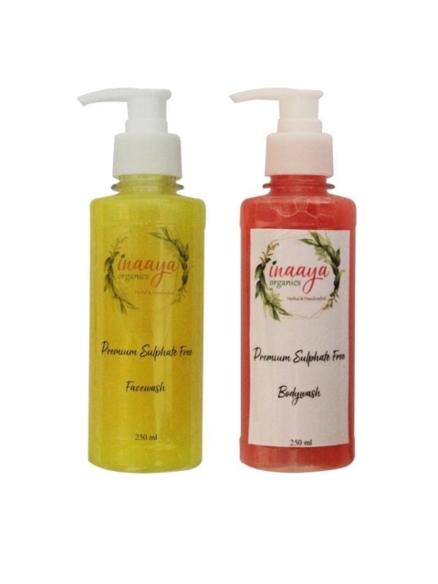 

Inaaya Organics Set of Yellow Meadow Organic Face Wash & Sheaa Love Body Wash, Multi
