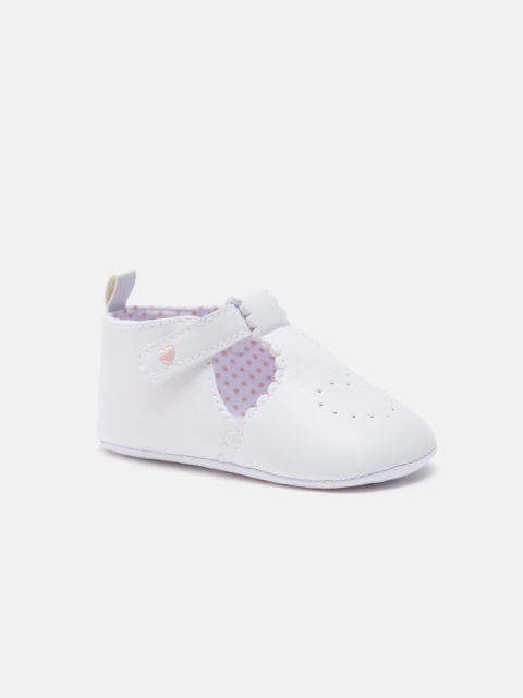 

shoexpress White Metallic Tone Mary Jane Booties with Hook and Loop Closure