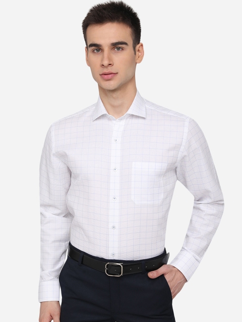 

JADE BLUE Men White Windowpane Checks Checked Formal Shirt