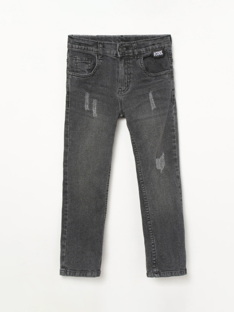 max Boys Black Low Distress Light Fade Jeans