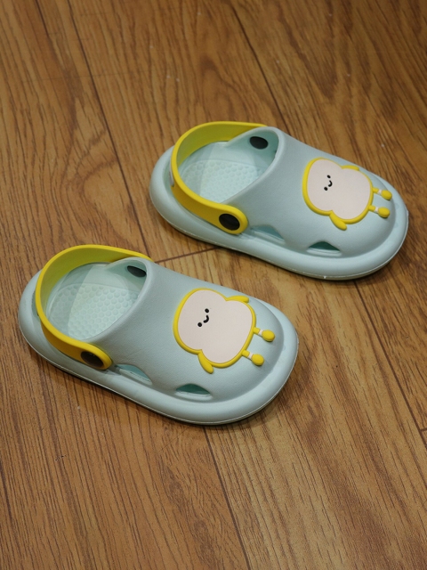 FEETWELL SHOES Kids Blue & White Embellished Croslite Clogs