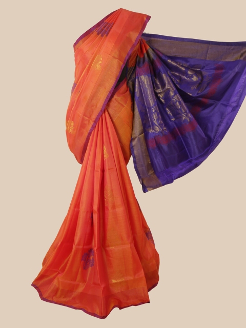 

Pothys Orange Ethnic Motifs Pure Silk Saree