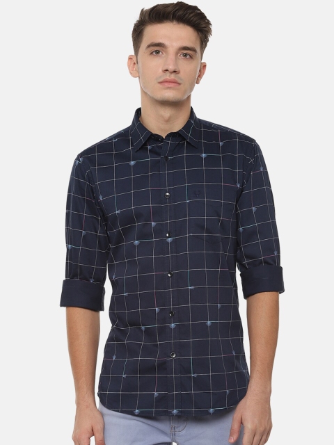 

Allen Solly Men Navy Blue Checked Casual Shirt