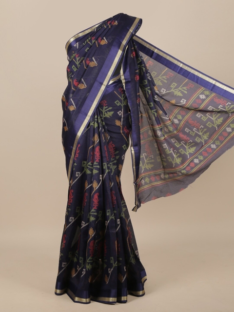 

Pothys Navy Blue Ethnic Motifs Jute Silk Saree