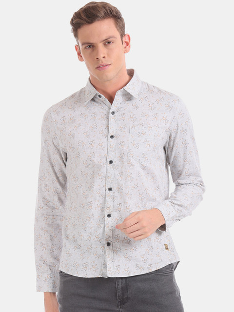 

Newport Men Grey Floral Printed Casual Shirt
