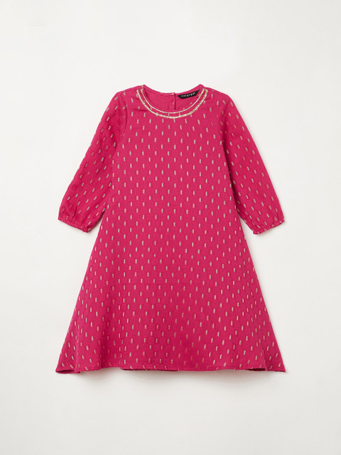 

Melange by Lifestyle Girls Pink & Gold-Toned Gotta Patti Kurta