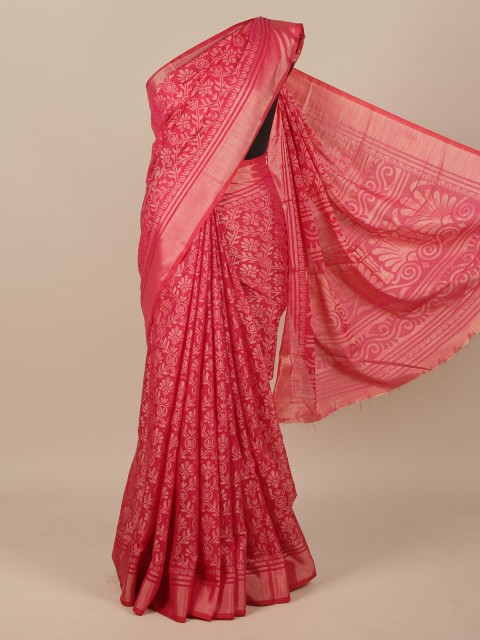

Pothys Pink Ethnic Motifs Jute Silk Saree