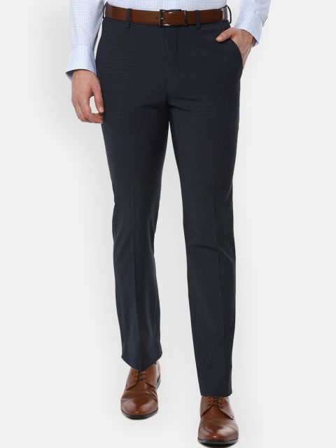 

Louis Philippe Men Navy Blue Slim Fit Formal Trousers