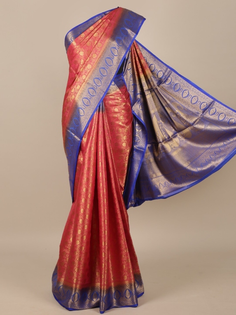 Pothys Pink & Blue Woven Design Zari Jute Silk Saree