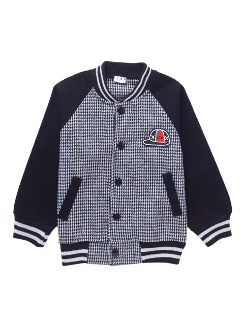

Like A Boss Boys Black Striped Bomber with Patchwork Jacket