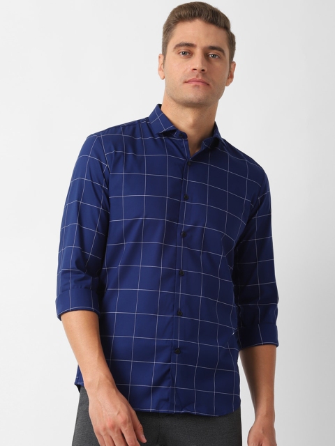 

Louis Philippe Sport Men Blue Windowpane Checked Slim Fit Cotton Casual Shirt