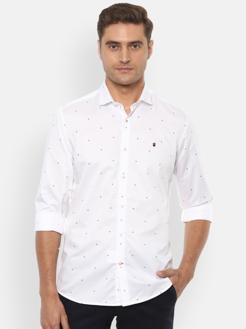 Louis Philippe Sport Men White Slim Fit Printed Casual Shirt
