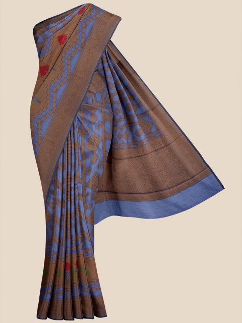 

KLM Fashion Mall Women Blue Pure Cotton Saree