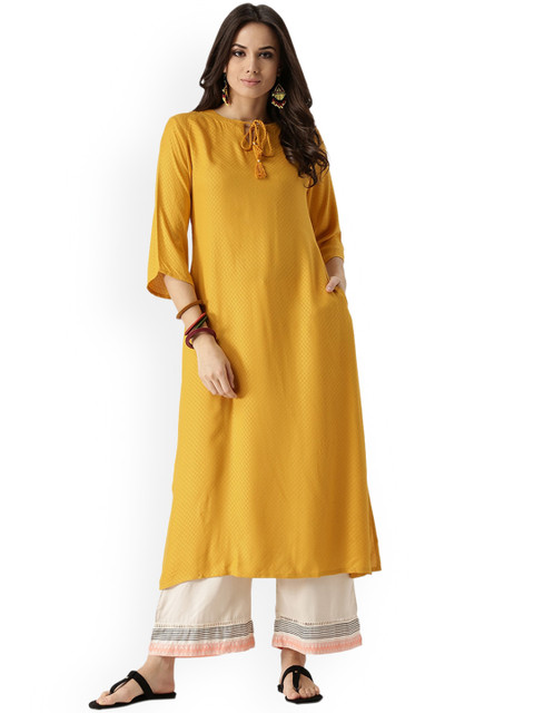 

Libas Women Yellow Printed Kurta