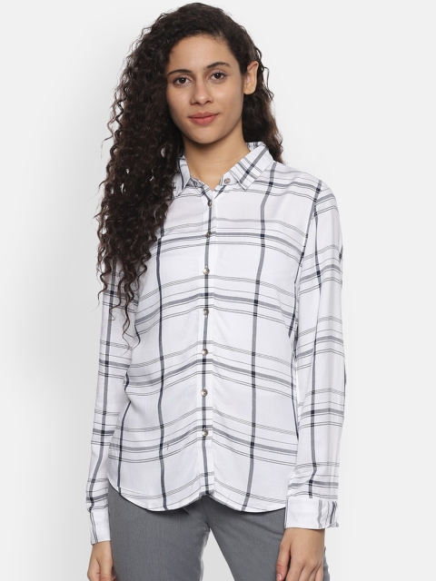 Allen Solly Woman Women White Checked Casual Shirt