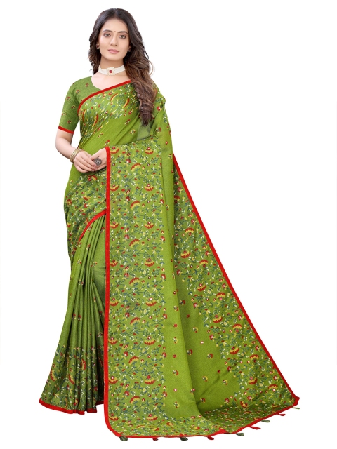

KALINI Sea Green Floral Jute Silk Saree