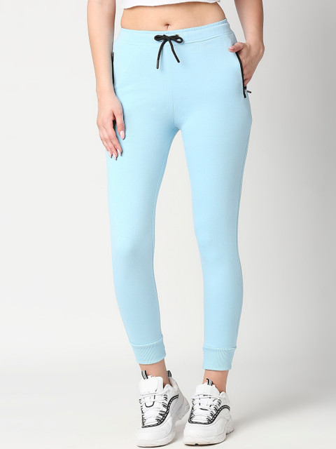 

Bewakoof Women Blue Solid Bio-Wash Joggers