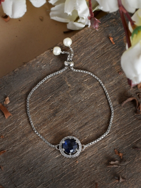 

Silvermerc Designs Women Silver-Plated & Blue American Diamond Capricon Zodiac Bracelet