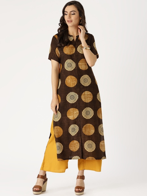 

Libas Women Brown Geometric Dyed Thread Work Kurta