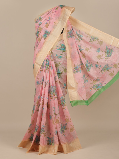 

Pothys Pink & Blue Floral Saree
