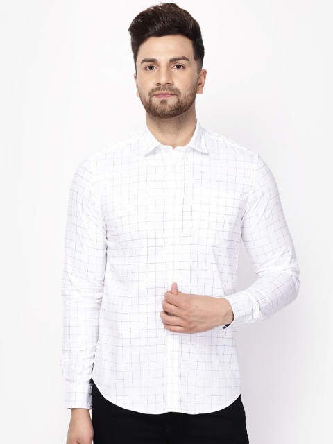 

Blackberrys Men White Slim Fit Windowpane Checks Checked Casual Shirt