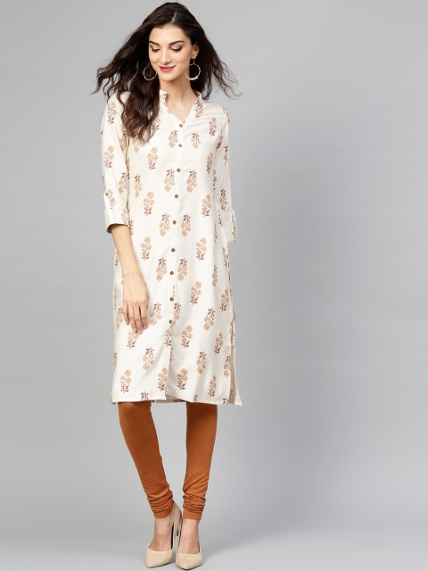 

Libas Women Beige Ethnic Motifs Printed Kurta