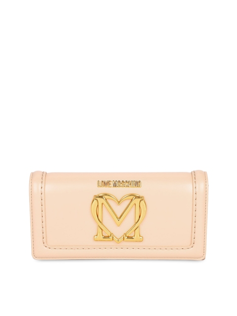 LOVE MOSCHINO Cream Embellished Signature Wallet