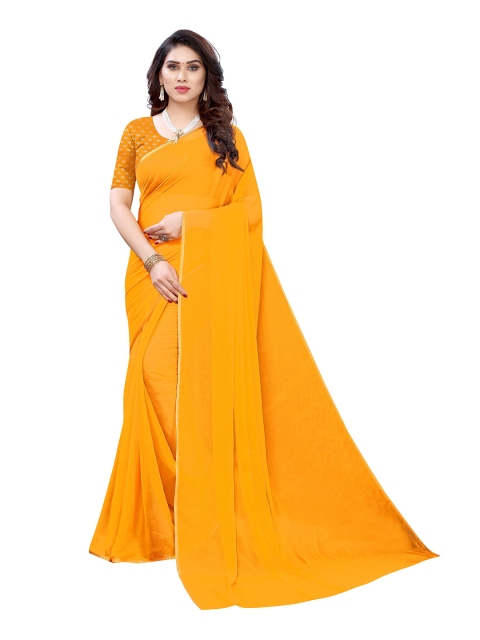 

KALINI Yellow Pure Chiffon Saree