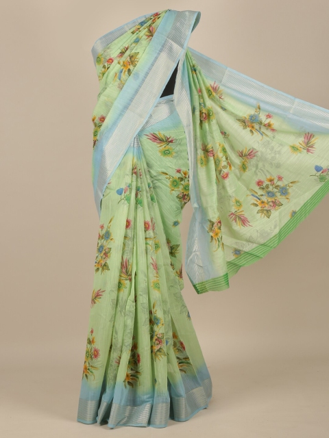 

Pothys Green & Yellow Floral Printed Saree