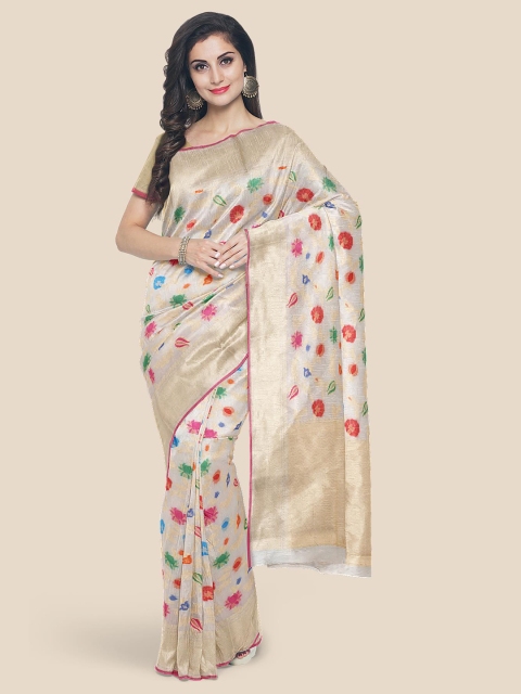 

Kalamandir Cream & Red Floral Banarasi Saree
